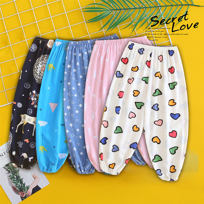 Summer Children's cotton silk light cage pants boy girl child spring and autumn slim child baby anti-mosquito 90% pants Mianky sleeping pants