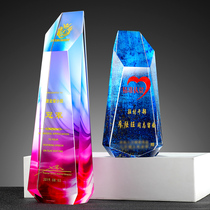 High-end color printing crystal trophy customized annual meeting celebration excellent staff medal production sales champion authorized plaque