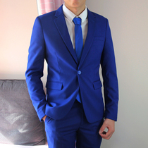 Xue Zhiqian same casual mens suit suit Korean slim groom clothing royal blue wedding small suit men