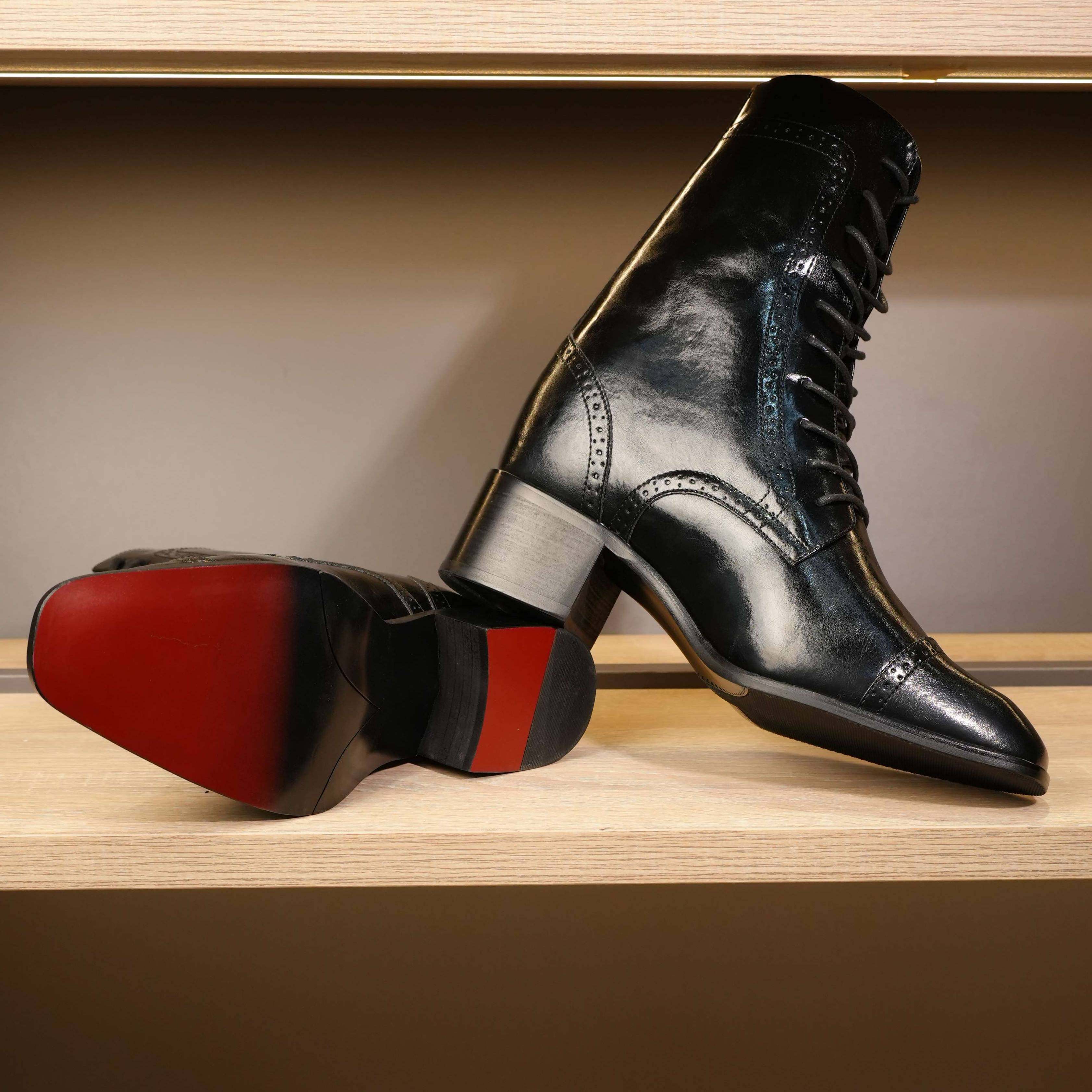 淘宝　末日小豆子　シークレットシューズ　＋15cm コスプレ　厚底　タオバオ 末日小豆子增高皮鞋红底尖头英伦风马丁靴2025春季新款