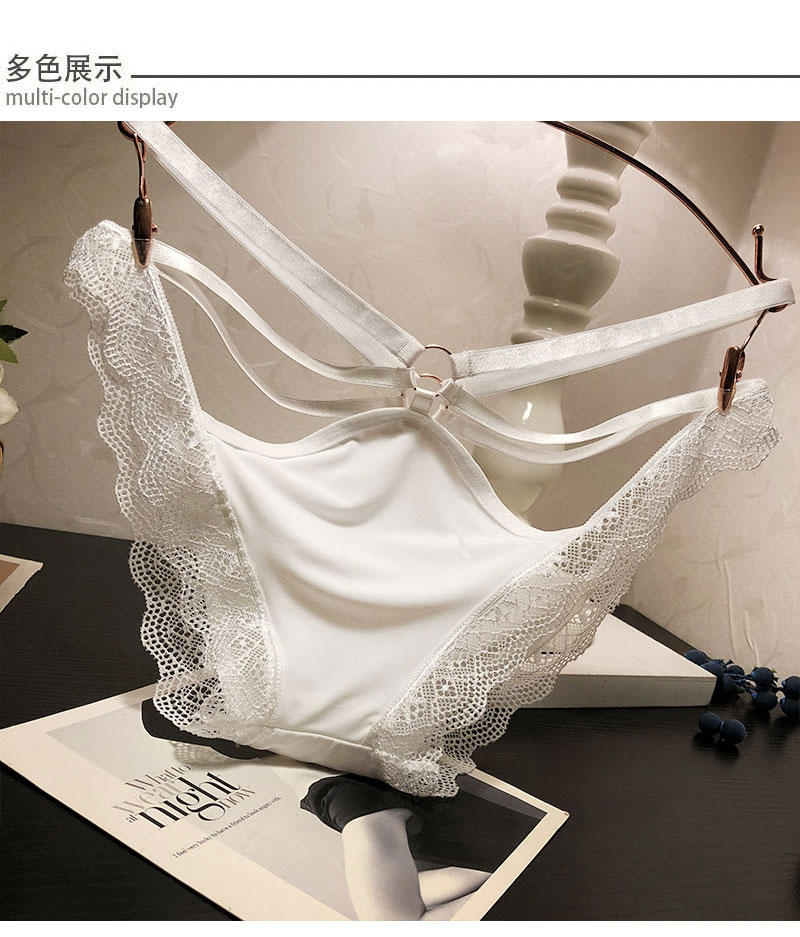 ideamini内裤 ideamini时尚绑带冰丝内裤女士中低腰性感蕾丝边镂空