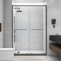 Lined shower room narrow frame shifting door toilet dry and wet separation off pole 304 stainless steel bathroom bath room