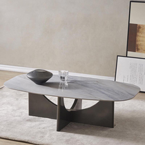 Simple light and luxurious modern home user-friendly living room size coffee table combination creative round slate table metal coffee table