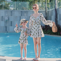 New parent-child small breasts gather thin belly cover swimwear conservative Korean girl hot spring split swimsuit women