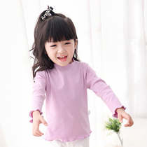 Large elastic base Spring and Autumn children simple solid color long sleeve T-shirt female baby home clothing autumn clothes