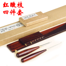 Mahogany wire ruler Measuring line plate Hook distance Knotting hook ruler articulator decoupling hook picker Red pear