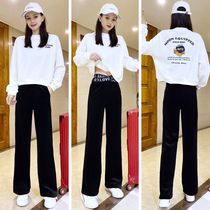 European station loose sports suit womens spring and autumn 2022 new European fashion fashion Western style casual sweater two-piece trendy