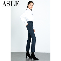 High waist straight jeans womens nine-point pants 2021 spring new Korean edition stretch slim fit loose thin eight-point pants