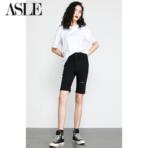 Black denim pants womens high waist 2021 spring new skinny thin flash straight five-point pants shorts summer