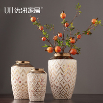 American ceramic art vase landing living room dry flower high flowers household big flower decorative wide mouth