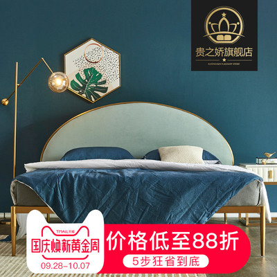 网红床ins风北欧铁艺床现代简约1.8米双人床公主床金色不锈钢床