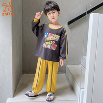 Baby pajamas boys cotton spring and autumn long sleeve trousers set cute cartoon childrens home clothes thin