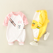 Baby clothes spring and autumn jumpsuit men and women baby spring clothes cute super cute ha clothes newborn foreign style out climbing clothes