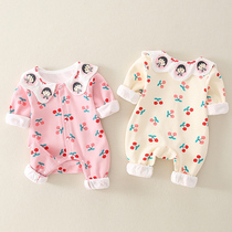 Baby conjoined clothes long sleeve Princess ha clothes baby long climbing newborn cute spring and autumn clothes clothes out