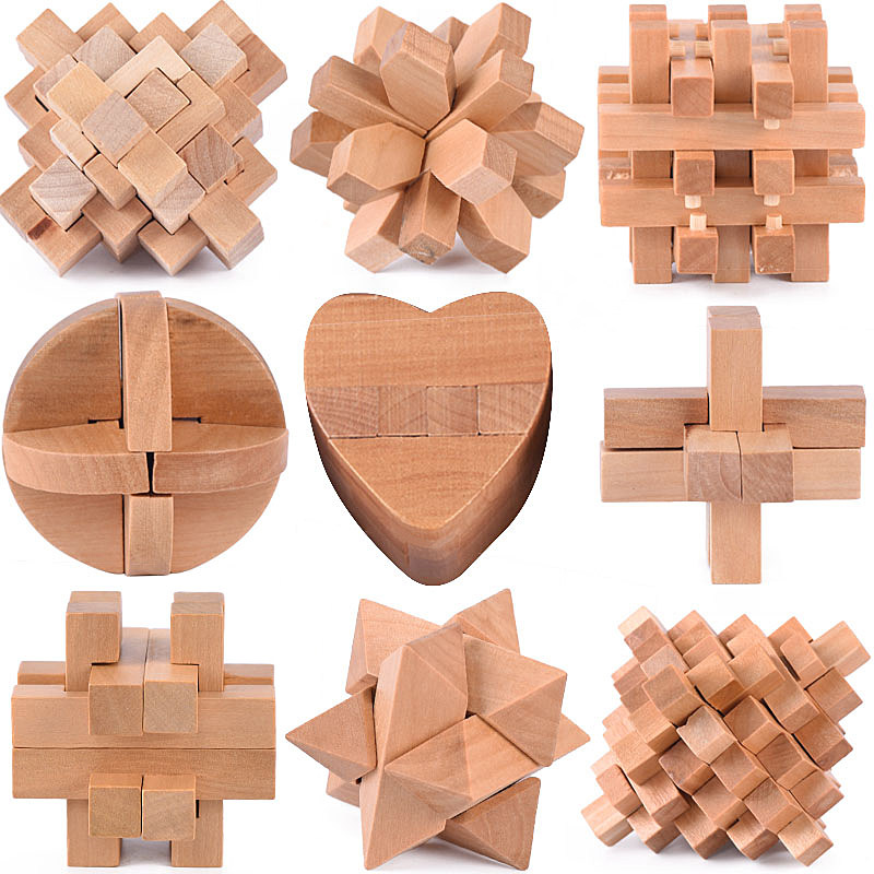 孔明锁九件套盒装成人益智创意解压儿童玩具解锁九连环解环鲁班锁