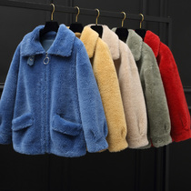 Winter new cashmere coat womens short large particle wool fur fur fur one small loose coat