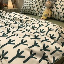 Spring Bud Brief Nordic Writing Willpower Girl Four Pieces All Cotton Pure Cotton 1 5m1 8 m Bed Bedding Three Sets