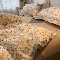 Soft and pro-skin fine grinding of four sets of full cotton pure cotton 1 5m fields Garden small crummy Han style Girl Hearts Quilt bed linen