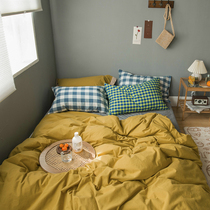 ins Nordic minimalist mix wind washed cotton four pieces all cotton pure cotton pure color 1 5m1 8 m quilt cover sheet