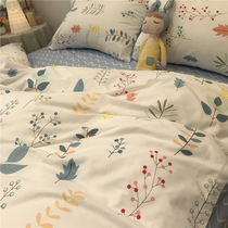 American field garden small fresh quilt cover four pieces of full cotton pure cotton 1 5m1 8 m minimalist blue wave-print sheet