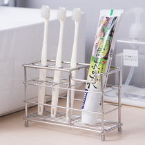 Toothpaste holder bathroom creative stainless steel Plaid wash set drain hollow shaving knife holder holder storage toothbrush holder