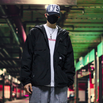 A8 road 2021 spring new letter Gradient print windproof assault jacket hooded jacket overcoat men tide