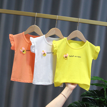 Girl Short Sleeve T-shirt Pure Cotton Children Summer Dress Half Sleeve Foreign Air Blouse 1-5 Year Old Baby Girl Summer Clothes