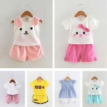 2020 new Korean version Baby summer dress woman 1 year 3 girl short sleeve suit pure cotton baby boy clothing foreign air two sets
