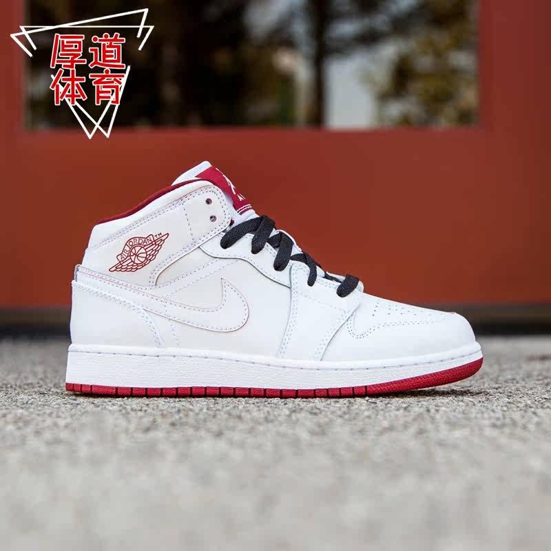 识货推荐 air jordan 1 mid aj1 白红情侣款 554724-554725-103