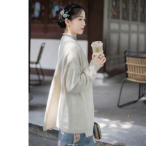 Xiao Gongzi) Xue) retro literary autumn and winter New Wild plush loose cardigan outside WJ103