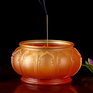 圆通佛具精品琉璃莲花香炉佛堂供奉香炉立香插檀香熏香炉供佛供具