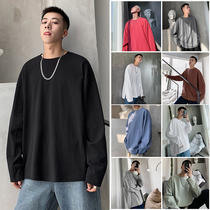 ins spring and autumn long sleeve T-shirt mens trendy brand clothes autumn 2021 new round neck clothes loose trend base shirt