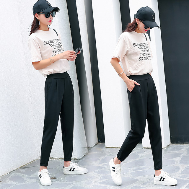 Radish harem pants loose straight nine wild casual black suit was thin waist pants female summer thin section Radish harem pants loose straight nine wild casual black suit was thin waist pants female summer thin section