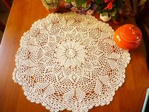 I love my home handmade crochet cotton lace hollow woven round placemats decorative mat tablecloth