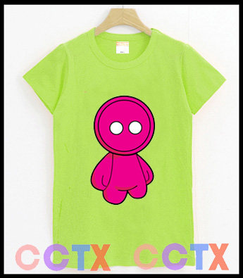 新品热卖可爱纽扣小人女装新款短袖纯棉少女t恤质量好有大码