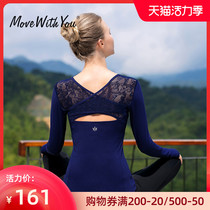 Lace beauty back yoga suit top womens new sexy fashion sports fitness clothes tight top autumn and winter long sleeves