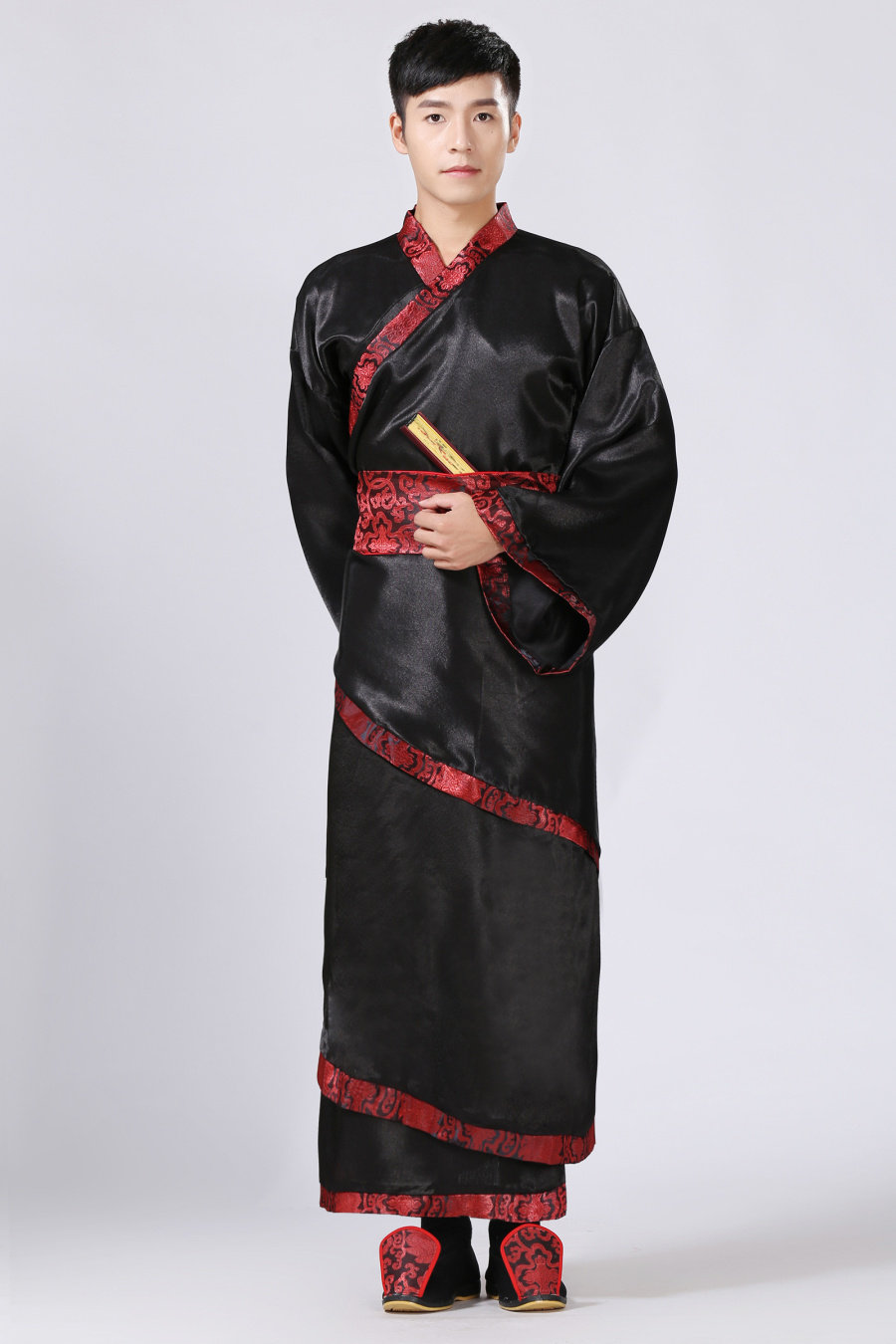 新款古装服装男汉服男士曲裾臣子官服汉朝大臣书生汉服直裾深衣