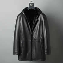 The authentic leather leather leather men's long fur in the hat to overcome the mink's internal guts and coat in winter