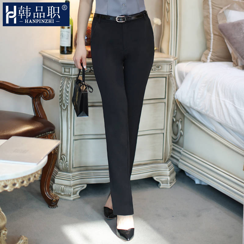 Korean Pint Titles Summer Professional Women's Pants Slim Fit Straight West Pants OL Positive Dress Black Pants Interview Thin Western Dress Pants Woman