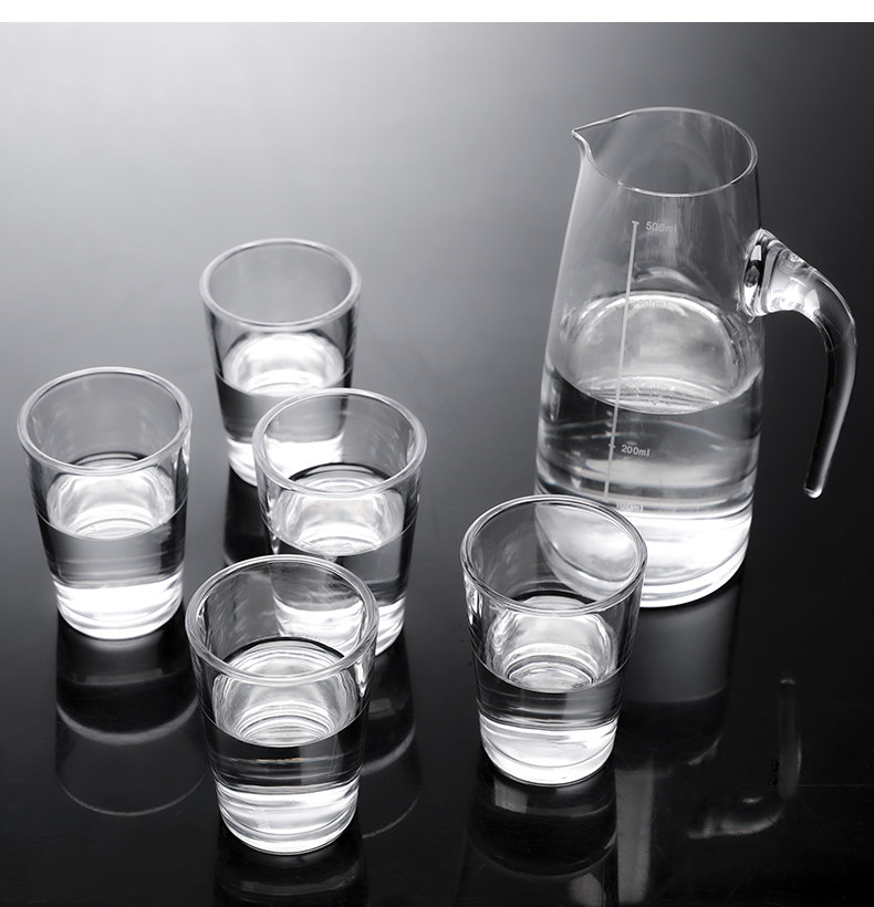 带刻度二两白酒杯家用钢化玻璃大号白酒杯一口吞杯洋酒杯烈酒杯