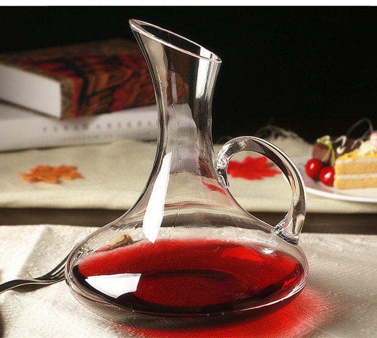 送刷 醒酒器 红酒葡萄酒分酒器玻璃斜口酒壶带把倒酒器干燥架