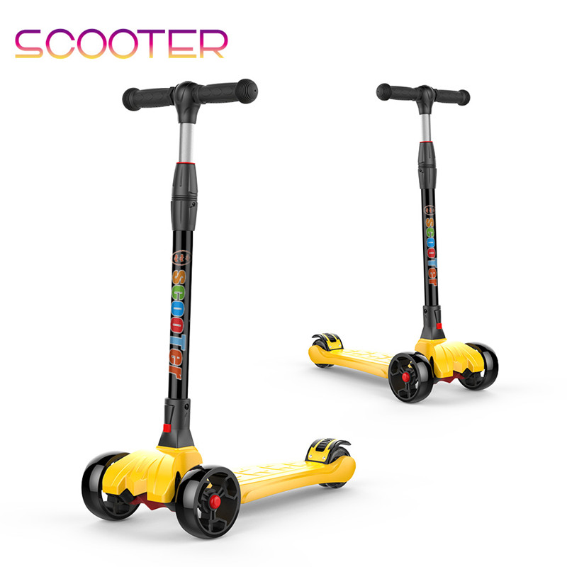 scooter儿童滑板车4轮闪光折叠滑板车高低调节2-15岁扭扭车滑滑车