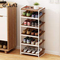 Simple modern multi-layer shoe rack Golden light luxury wrought iron narrow shoe rack entry door living room door storage household shelf