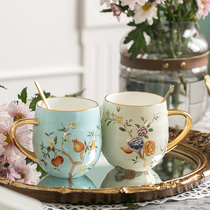 Anna 16: 00 National tide retro marquee cup Bone China cup Gift box Water cup Coffee cup set cup Female summer ceramics