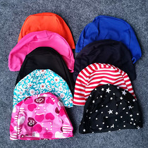 Childrens swimming cap Girls color Boys solid color elastic good nylon cloth cap multi-color swimming equipment tide