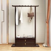 New Chinese Xuanguan entrance door living room solid wood clothes hat rack with drawer home room hanger bedroom floor hanging clothes hanger
