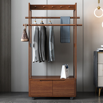 Solid wood clothes hat rack bedroom home Chinese style hanging bag rack indoor entrance door opening multifunctional floor hanging clothes hanger