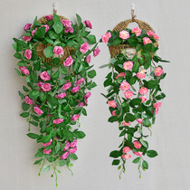 Wall decoration simulation bouquet rose vine living room wall-mounted decorative flower simulation green flower set