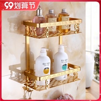 Toilet golden shelf European bathroom 2-layer wall-mounted toilet bathroom shampoo storage rack-free