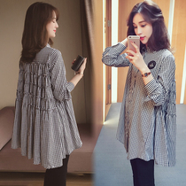 Pregnant women autumn suit fashion Early autumn wear shirt dress 2021 Spring and Autumn long sleeve top two-piece set
